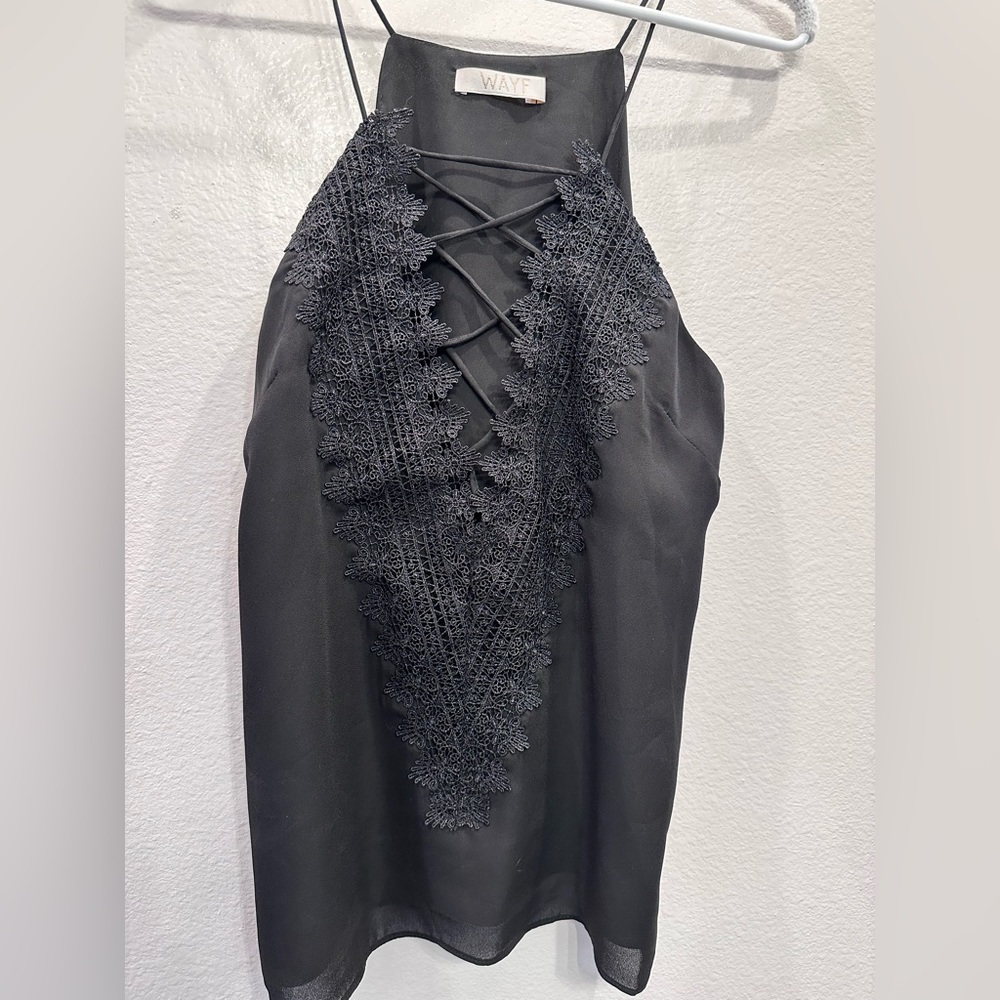 Black high neck plunge tank